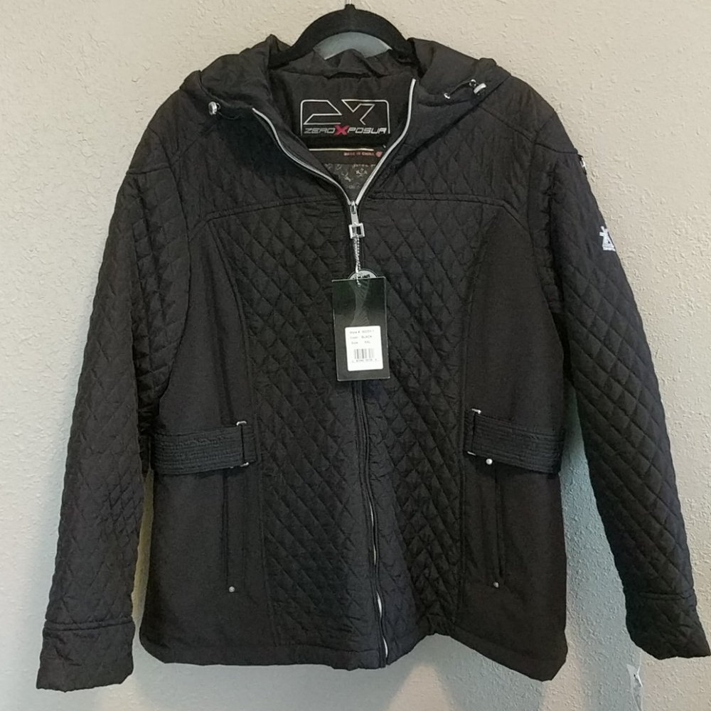 Nwt Zeroxposur Black Quilted Hooded Jacket